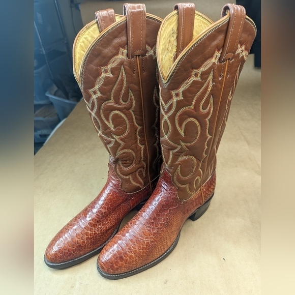 Tony Lama Black Label women's sz 6.5B Exotic Genuine Brown Ostrich Leg classic W - Picture 1 of 13